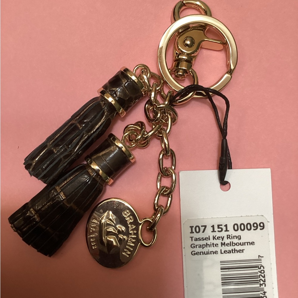 Double tassel key ring in graphite